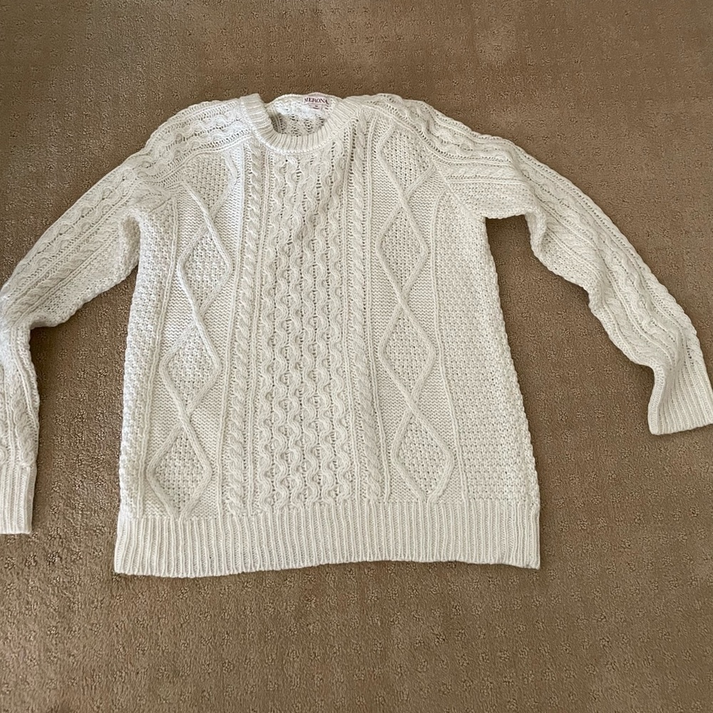 Merona Cream Crew Neck Cable Knit Sweater